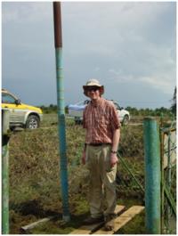 Subsidence Pole Inserted in Peatland in Johor, Peninsular Malaysia