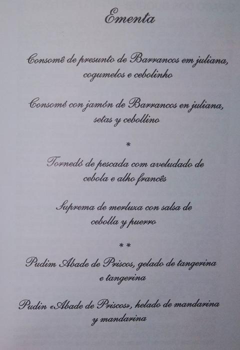 2016 dinner menu