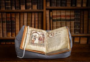 5.  Wide shot of manuscript open at portrait of Æthelstan