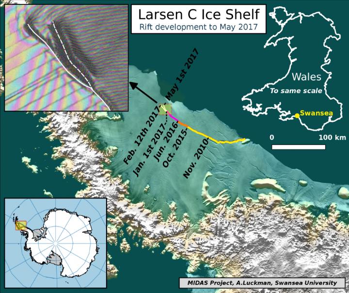 The Current Location of the Rift on Larsen C, as of May 1 2017, Showing the New Branch