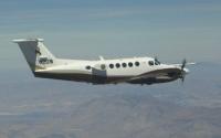 The University of Wyoming King Air Airplane in the sky
