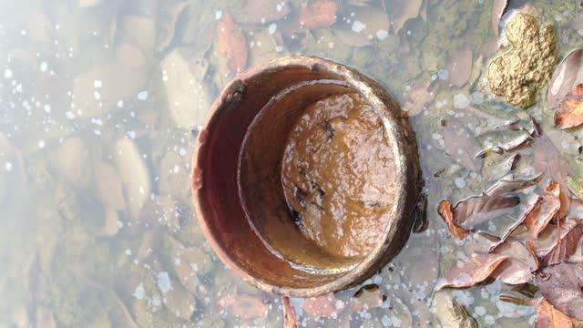 Bubbles of methane gas in water
