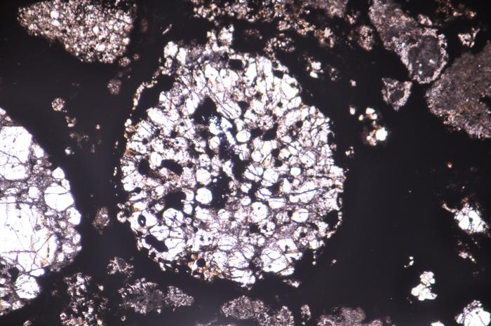 Chondrules in a meteorite sample