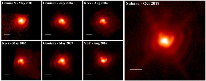 Sequence of 7 mid-IR (~10 micrometers) images of WR 112