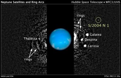 Composite Hubble Space Telescope Picture Shows the Location of a Newly Discovered Moon