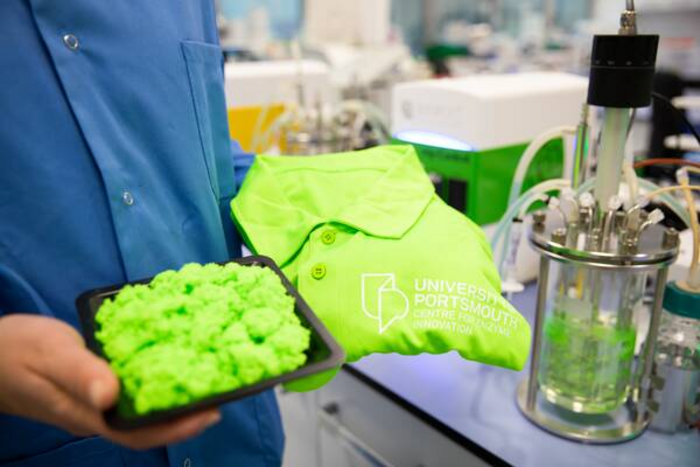 a polyester shirt before and after it has been prepared for the enzyme solution.