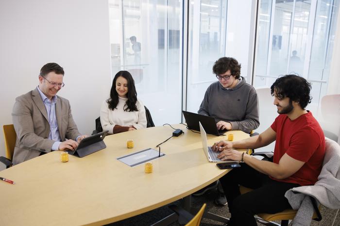 Members of the “Solar Bird” app team work at the Luddy School of Informatics, Computing, and Engineering at IU Bloomington on Friday, March 22, 2024.