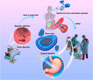 Schematic of soft robots with Cy5 for intraoperative navigation of gastric lesion.