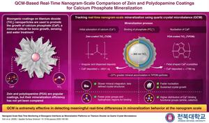 Tracking mineral growth on zein- and polydopamine-coated titanium dioxide nanoparticles