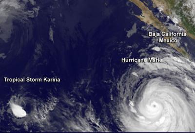 GOES Image of Karina and Marie