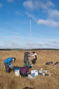 University of Bristol researchers extracting long peat cores from Tor Royal Bog, in Dartmoor