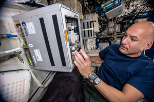 ESA (European Space Agency) astronaut Luca Parmitano during installation of the Biorock experiment