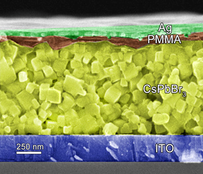 Light emitting memory through an electron microscope