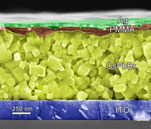 Light emitting memory through an electron microscope