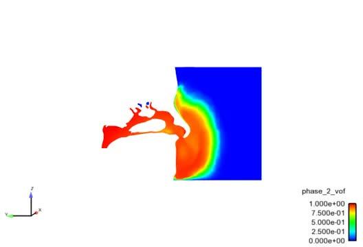 Simulated air flow patterns near the face of a person wearing an N95 mask