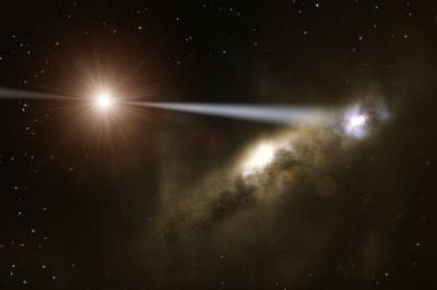 Black Hole Zapping a Galaxy into Existence