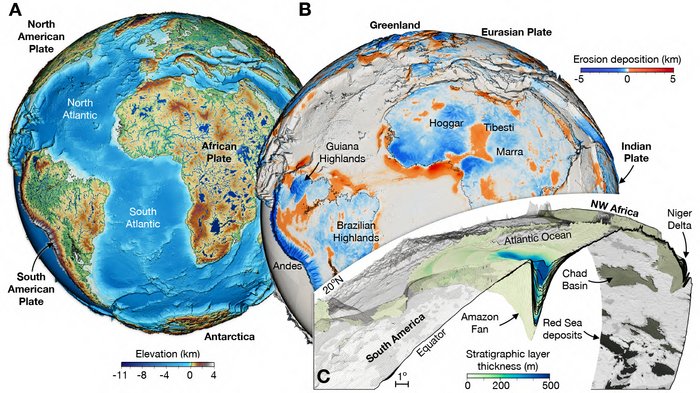 Landscape evolution over the past 100 million years.