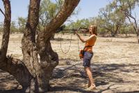 Photo 2 The biologist Annegret Grimm-Seyfarth, Searching for a Gecko's Daytime Hiding Place