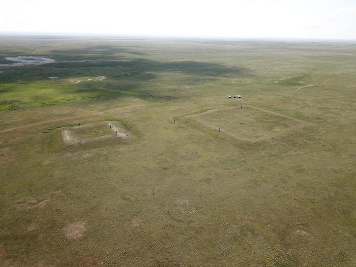 Aerial photo of Site 23 large square structures
