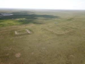Aerial photo of Site 23 large square structures