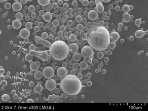Fig. 1　SEM image of Ca–25 at.% Mg (eutectic) alloy powder