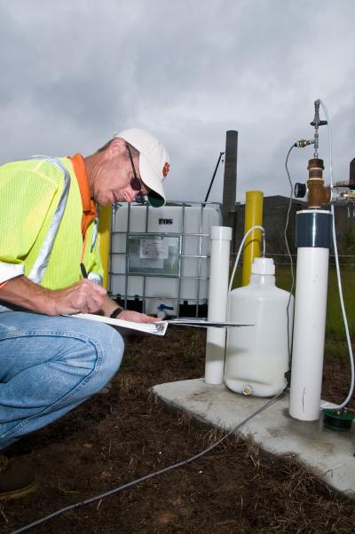 Taking Readings at MicroCED Site