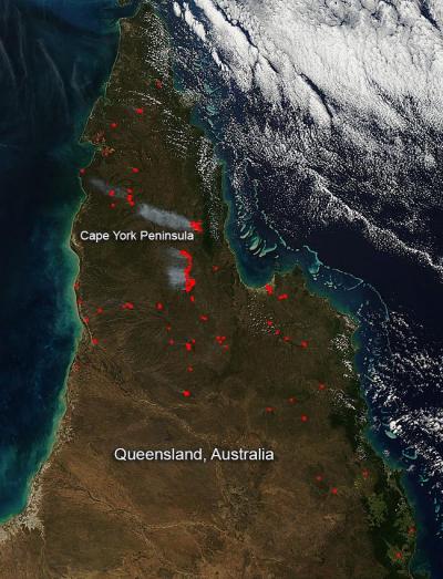 Bushfires in the Cape York Peninsula of Australia