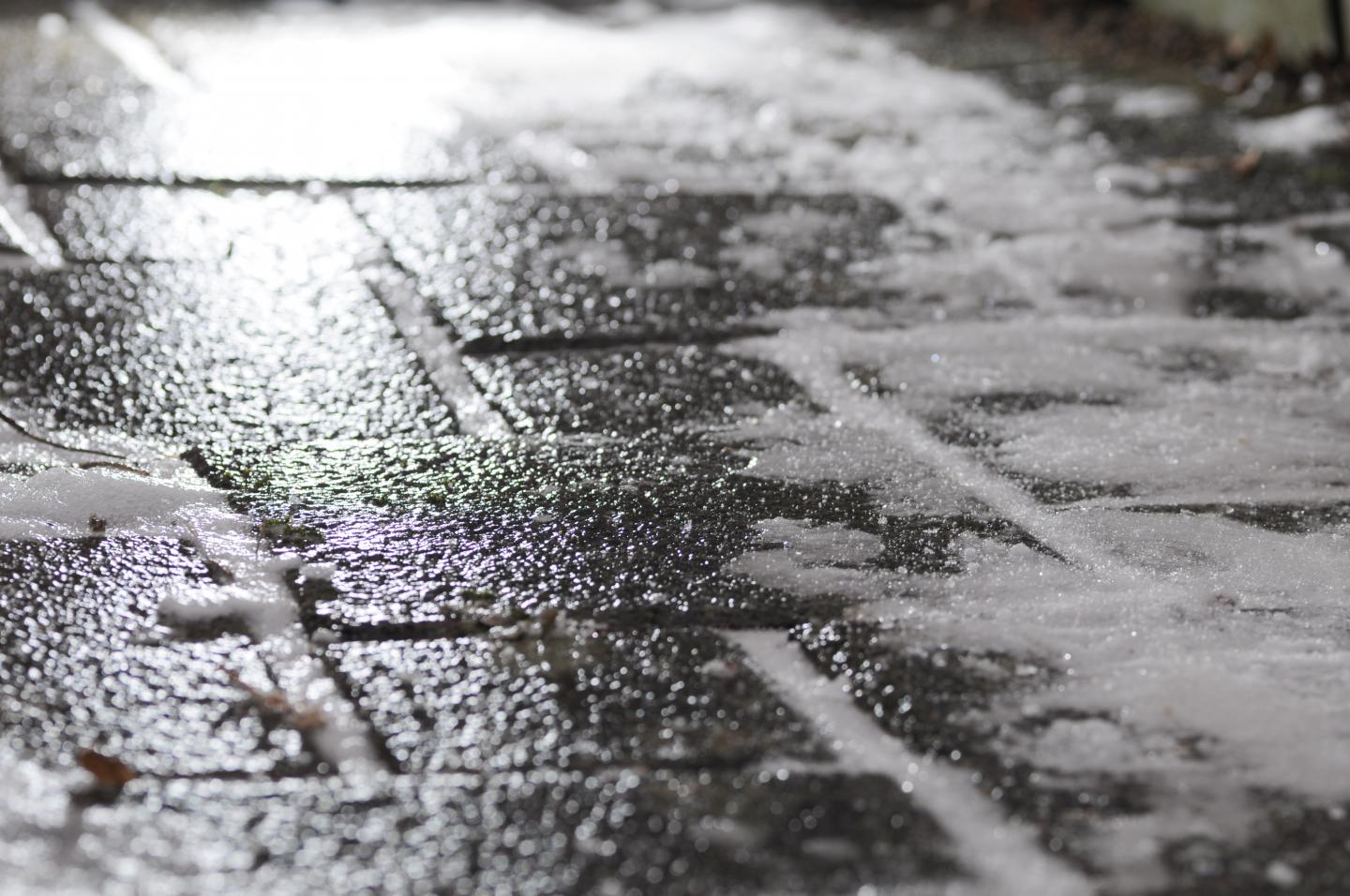 Slick Ice Covers a Footpath