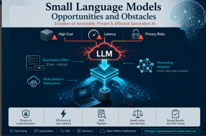 Small Language Models use fine-tuning, quantization, RAG and local deployment to reduce cost, latency and privacy risks while supporting specialized applications such as Greek labor-law assistance.
