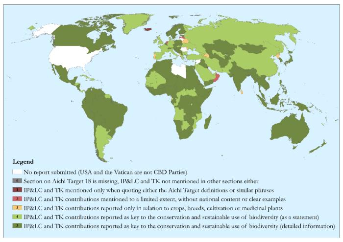 Self-reporting by governments on IP&LC and TK contributions