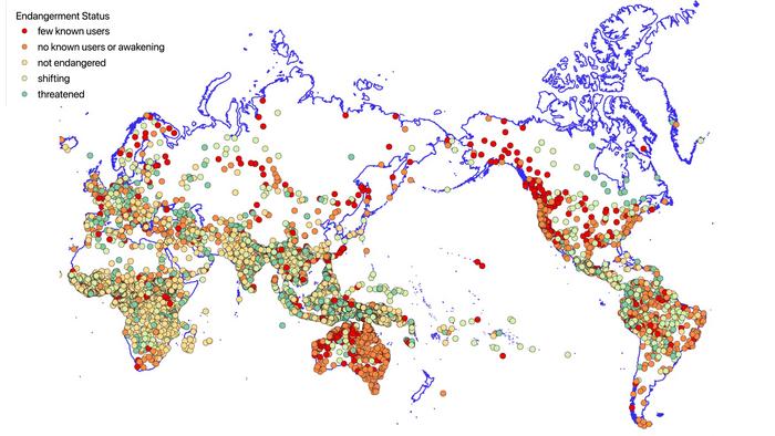 Contemporary languages and endangerment status
