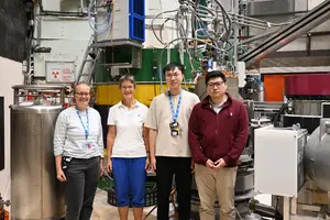 The team responsible for conducting the IN20 neutron-scattering experiments from left to right: Ursula Bengaard Hansen, Mechthild Enderle, Zheyuan Liu, Hodaka Kikuchi