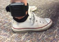 Student being Fitted with Trans-Dermal Blood Alcohol Monitor