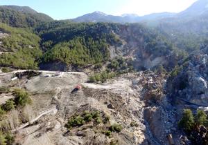 The Hisarcandır landslide triggered by an extreme rainfall event on January 24, 2019, in the Taurus Mountains of Antalya, Türkiye.