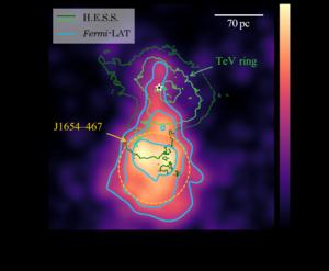 sky map of westerlund 1 and new new GeV gamma-ray source J1654–467
