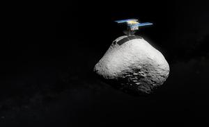 Artist’s impression of Hayabusa2 touching down on asteroid 1998 KY26 (artist’s impression)