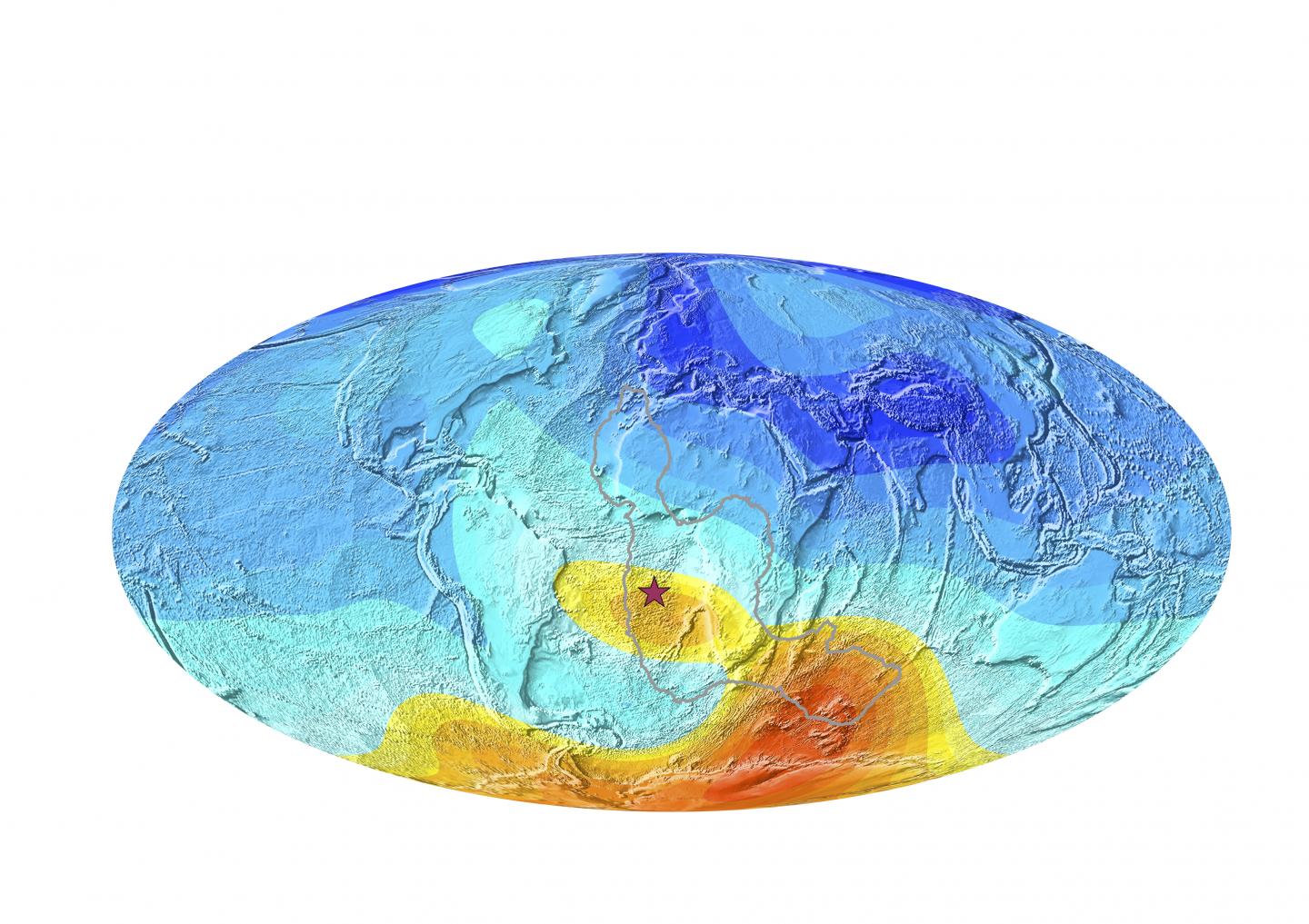 Map Showing Present-Day Deviation from Expected Magnetic Field Direction