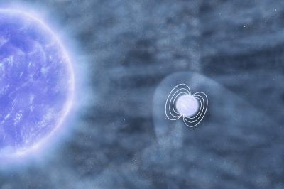 Artist's Impression of a Neutron Star Partially Devouring a Massive Clump of Matter