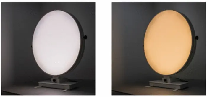 Study luminaire with morning (left) and evening (right) sham light therapy.