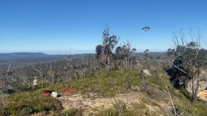 Dr Jacob Bongers flying the drone