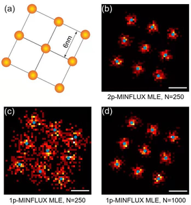 Simulation of 2p-MINFLUX with DNA origami