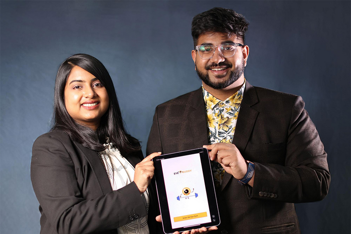 Purnashree (left) and Pradipta Chowdhury create app to bring telehealth to eye doctors,