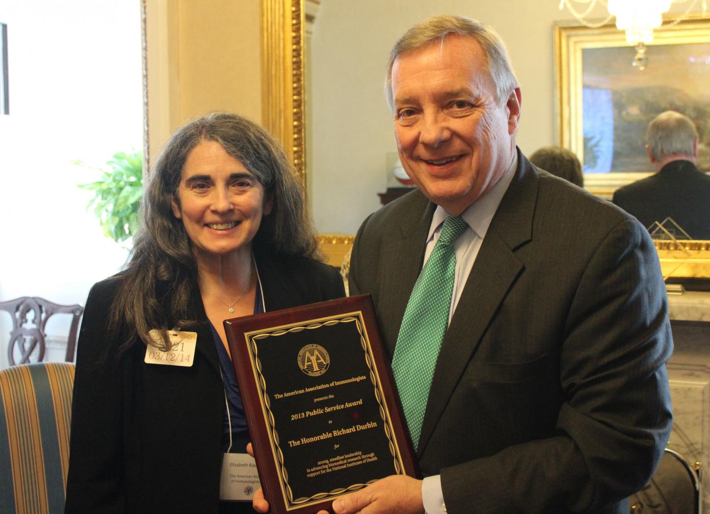 Elizabeth Kovacs, Ph.D. and Sen. Dick Durbin