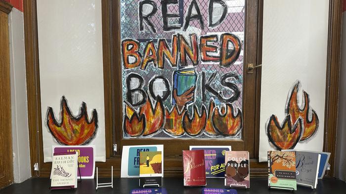 Banned books on display