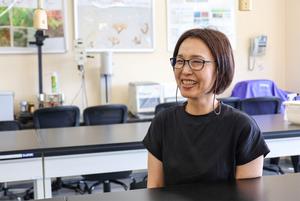 Professor Chikako Nagasato, director of the station, explaining its features