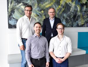 Shared first authors Peter Traxler and Stephan Reichl (front) and shared senior authors Matthias Farlik and Christoph Bock (back) (© CeMM / Laura Alvarez)