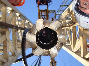Drill being prepared to sample coral reef cores.