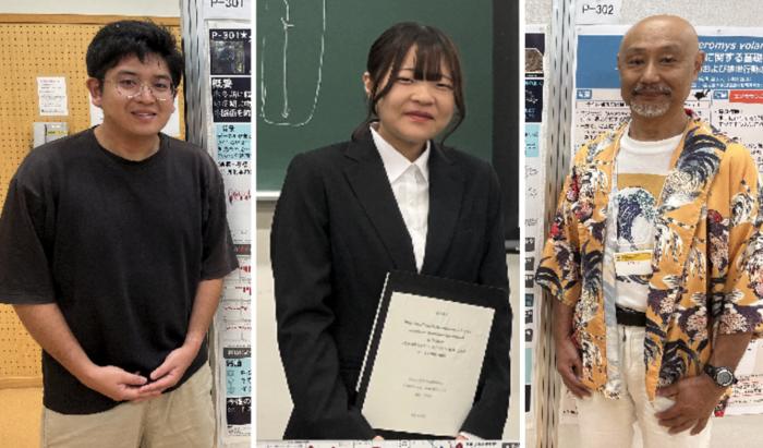 Research group that led the study. From left to right: Yugo Ikeda, Yukina Suwa, and Satoshi D. Ohdachi.