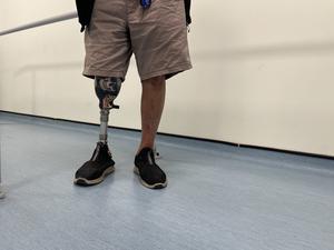 Full prosthetic limb being worn by participant.