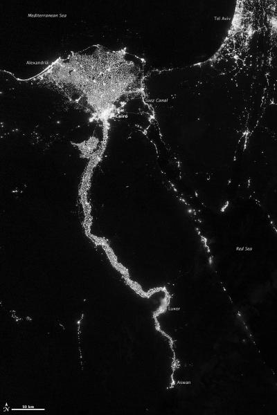 NASA-NOAA Satellite See City Lights Illuminate the Nile